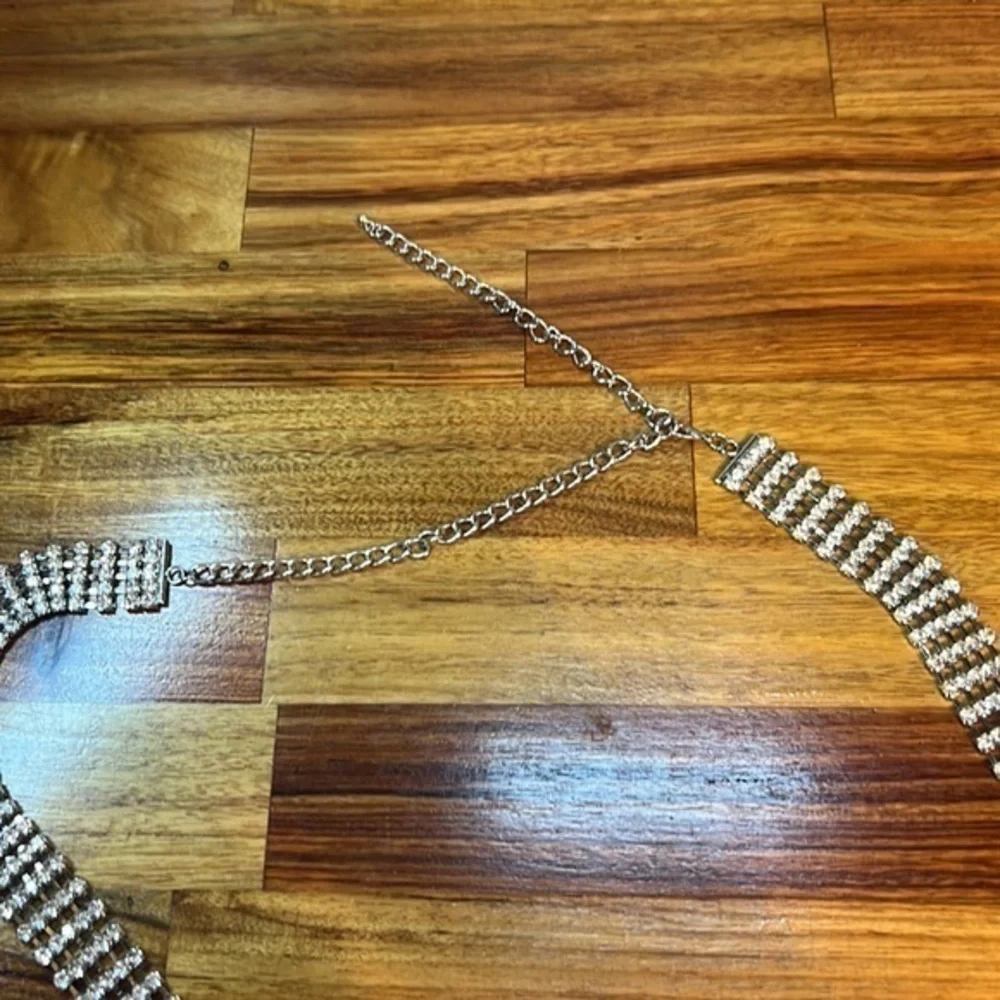 Faux diamond studded‎ accent belt